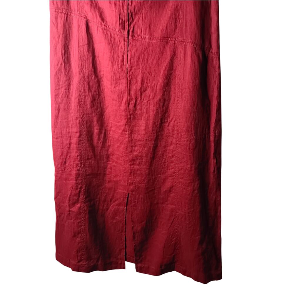 The Territory Ahead Linen Maxi Shift Dress Red Sleeveless V Neck 12 - Picture 9 of 15